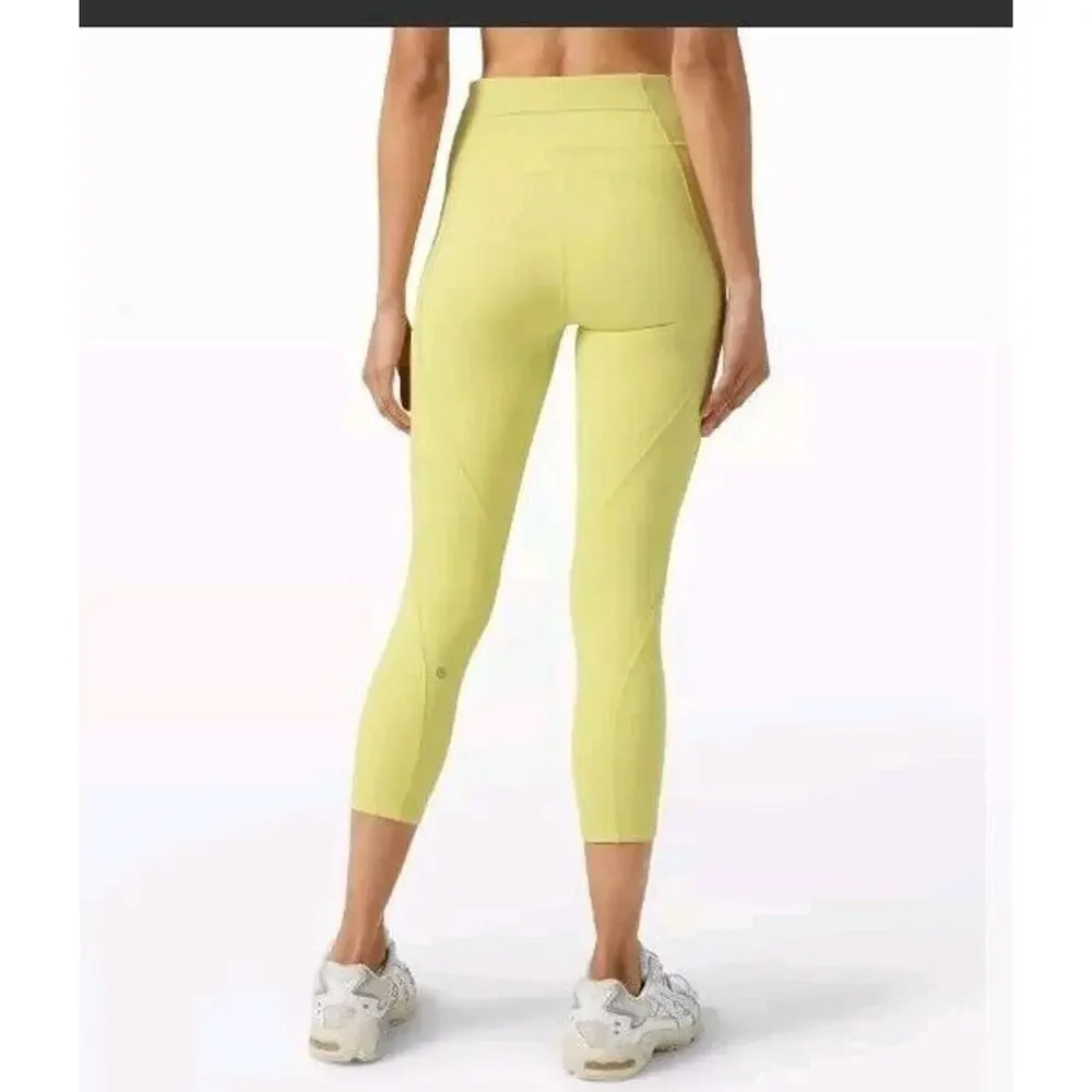Lululemon‎ 2 Time To Sweat Leggings 23 Inch Lemon Yellow Luxtreme LW6AZHS
